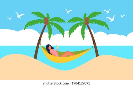 Sommer Strandgrafik, Sonnenbaden am Strand
