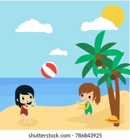 Summer Beach Illustration Vector