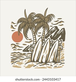 summer beach illustration vector design