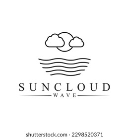 summer beach island logo design sea ocean and summer sunshine with minimalistic cloud with circle