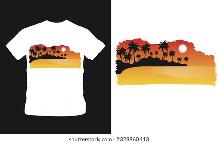 summer beach island stylish vintage t shirt design editable template