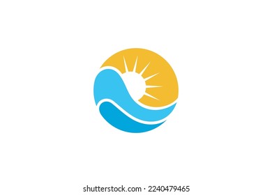 summer beach island summer sun rays logo