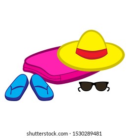 Summer and beach items isolated by white background.