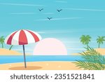 summer beach landcape background vector
