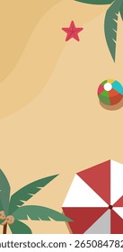 Ilustración plana de fondo de paisaje de playa de verano