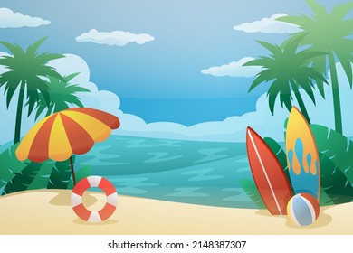 Summer Beach Landscape Background Illustration