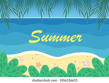 Summer beach landscape background vector.