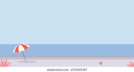 Ilustración del vector de paisajes de la playa de verano. Mejor uso para banner o cualquier diseño temático de verano.