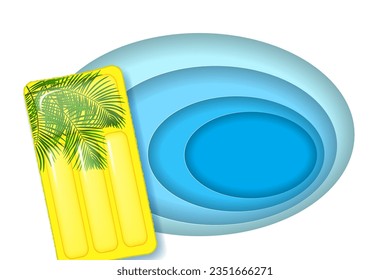 Summer beach layered poster. Layered background and inflatable float mattress. Vector illustration
