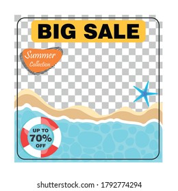 Summer beach layout sale template vector illustration.