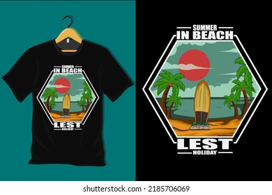 Summer in Beach Lets Holiday Retro T Shirt Design