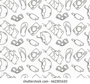 Summer and beach with line art pattern