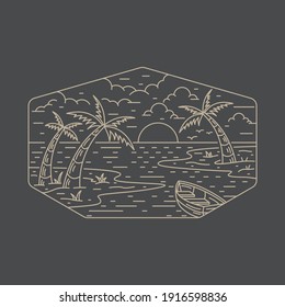 Summer beach line badge patch pin graphic illustration vector art t-shirt design