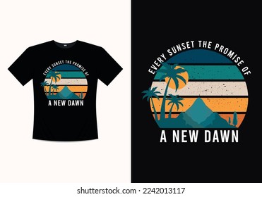 Summer beach line distressed vector t-shirt design with palm trees silhouette illustration, for t-shirt print and other uses.