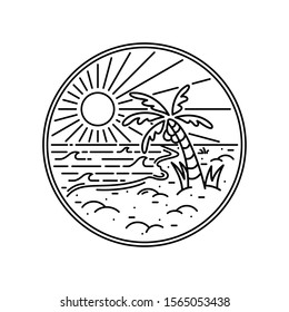 Summer Beach Line Graphic Illustration Vector Art T-shirt Design