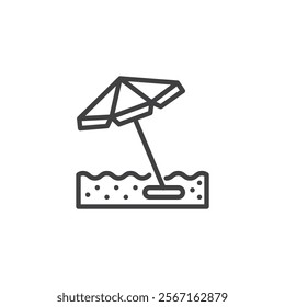 Summer Beach line icon. linear style sign for mobile concept and web design. A beach umbrella and sand outline vector icon. Symbol, logo illustration. Vector graphics