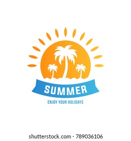 Summer Beach Logo, Coconut tree logo design template, Vector EPS 10