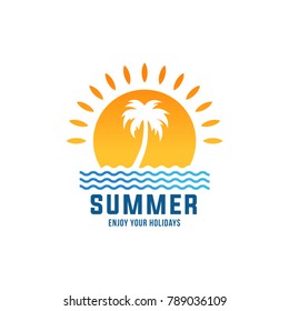 Summer Beach Logo, Coconut tree logo design template, Vector EPS 10
