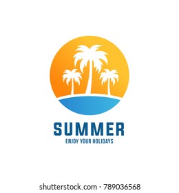 Summer Beach Logo, Coconut tree logo design template, Vector EPS 10