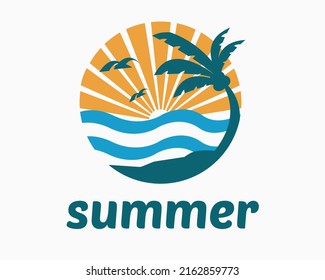 summer or beach logo design template. beach illustration vector