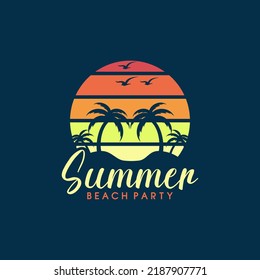 Summer beach logo design template