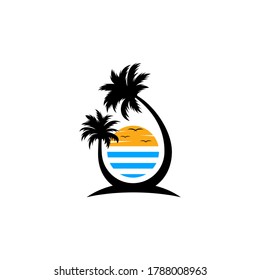 Diseño del logotipo de la playa de verano Vector, diseño de la plantilla del logotipo de la playa, icono creativo