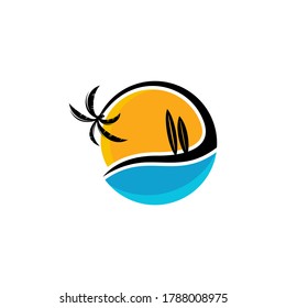 Summer Beach logo design Vector, Beach logo template design concept, Creative icon