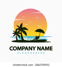  summer Beach logo design Vector