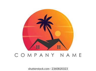 Diseño del logotipo de la playa de verano Ilustración vectorial.