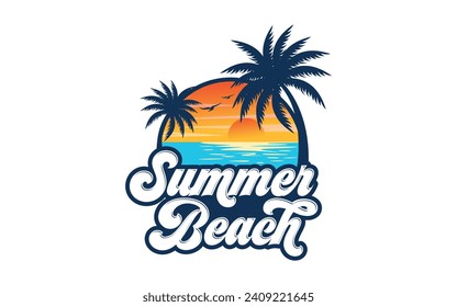 Summer beach logo design vector
