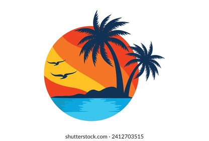 Summer beach logo design vector