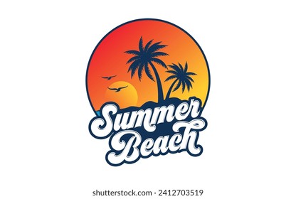 Summer beach logo design vector