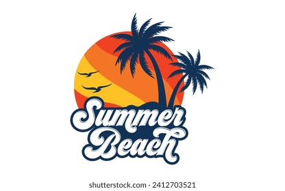 Summer beach logo design vector