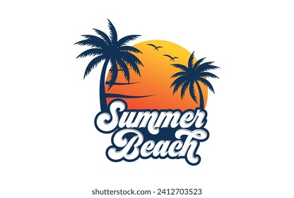 Summer beach logo design vector