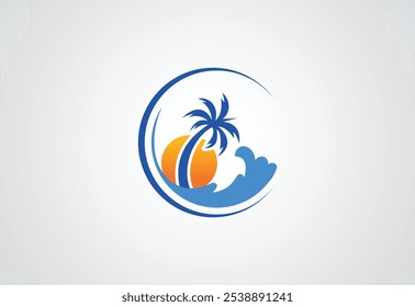 Summer beach logo design, Vector design Concept