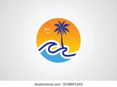 Diseño del logotipo de la playa del verano, diseño del Vector Concepto