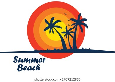 Summer beach logo design vector,EPS10