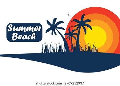 Summer beach logo design vector,EPS10