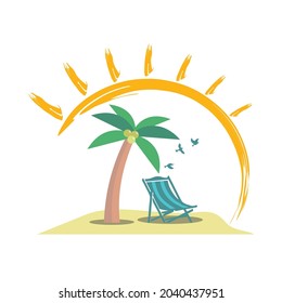 Summer Beach logo, easyli editable. Suitable for travel, tourism or general company