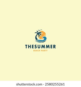 Summer beach logo icon design template flat vector