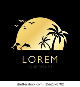 Summer Beach Logo Images. Holidays design. Retro and vintage templates. Labels, Badges,Emblem. Vector illustration
