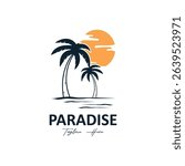 summer beach logo with palm tree logo design. paradise logo symbol design