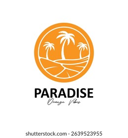 summer beach logo with palm tree logo design. paradise logo symbol design