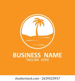 summer beach logo with palm tree logo design. paradise logo symbol design