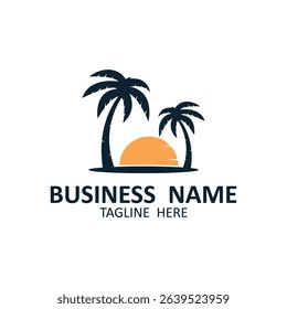 summer beach logo with palm tree logo design. paradise logo symbol design