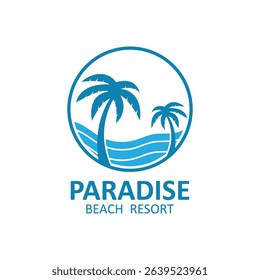 summer beach logo with palm tree logo design. paradise logo symbol design