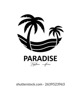 summer beach logo with palm tree logo design. paradise logo symbol design