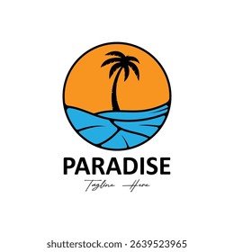 summer beach logo with palm tree logo design. paradise logo symbol design