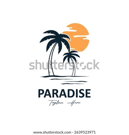 summer beach logo with palm tree logo design. paradise logo symbol design