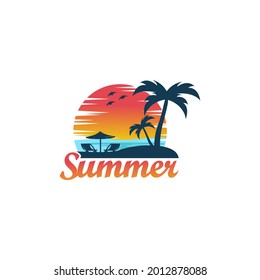 summer beach logo premium quality vector